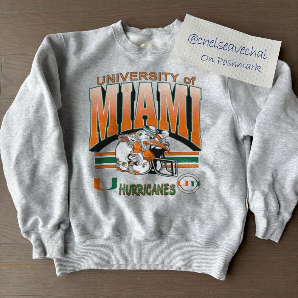 90s Vintage Miami Hurricanes Sweatshirt, University of Miami Hurricanes NCAA Tee